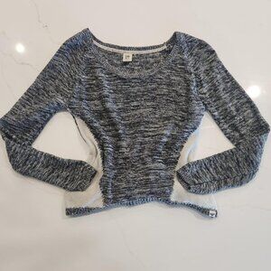 Y2K Roxy Sz S Cotton Gray white Marled Sweatshirt Top Textured Beach Coastal